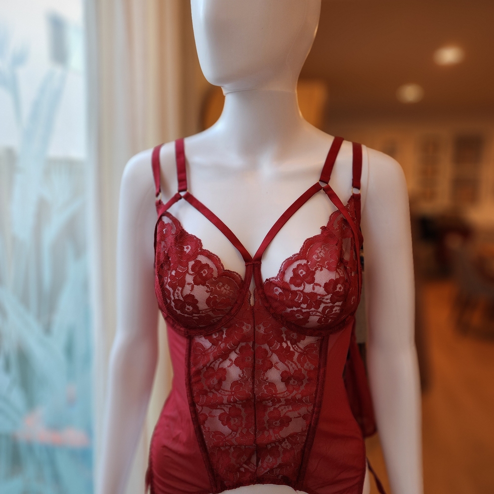 NWT Adore Me Red Lace Bra with Strappy Design - Picture 3 of 10